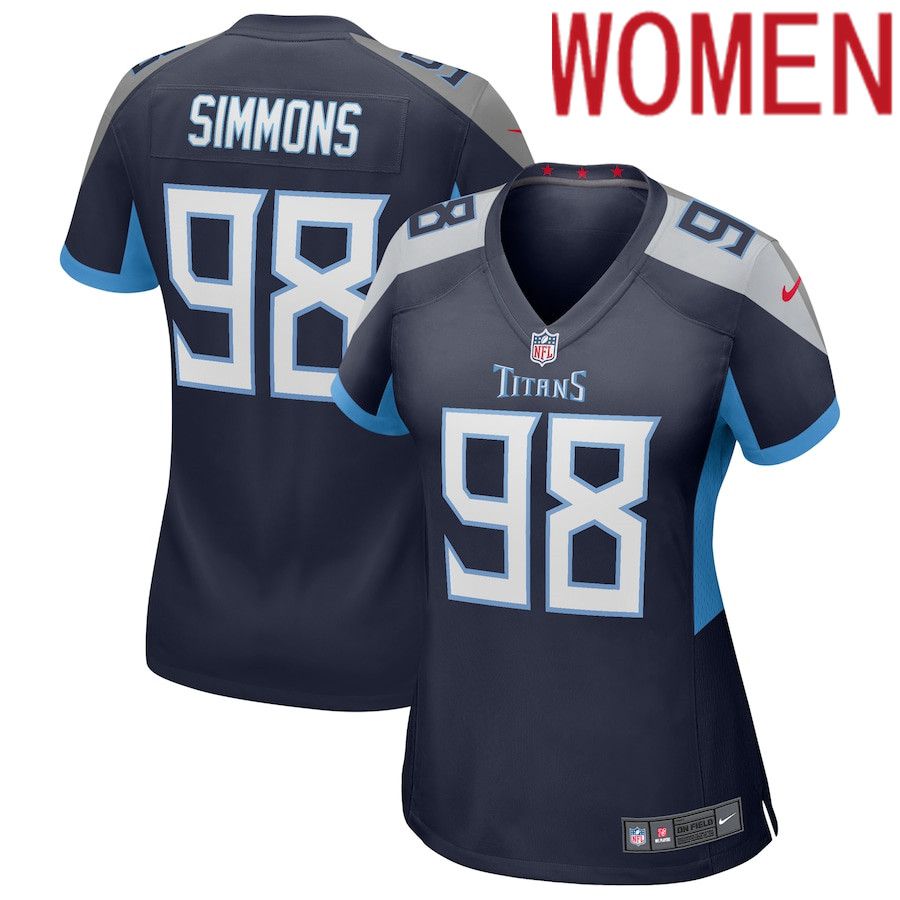 Women Tennessee Titans #98 Jeffery Simmons Navy Nike Game NFL Jersey->women nfl jersey->Women Jersey